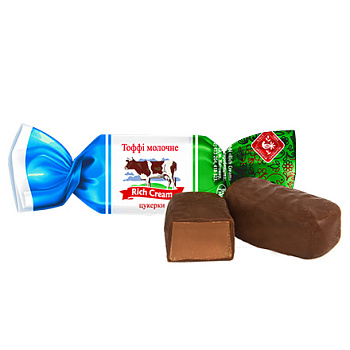 Цукерки глазуровані молочне тоффі "Rich Cream", 1кг